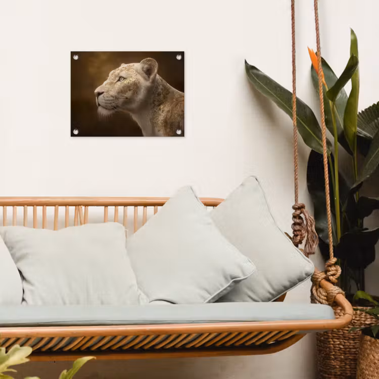 Tuinposter - Leeuwin - Bloemen - Wit - Goud — 4