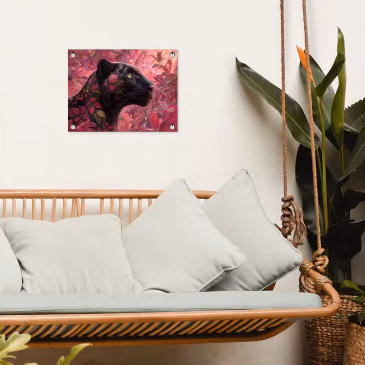 Tuinposter - Luipaard - Bloemen - Roze — 4