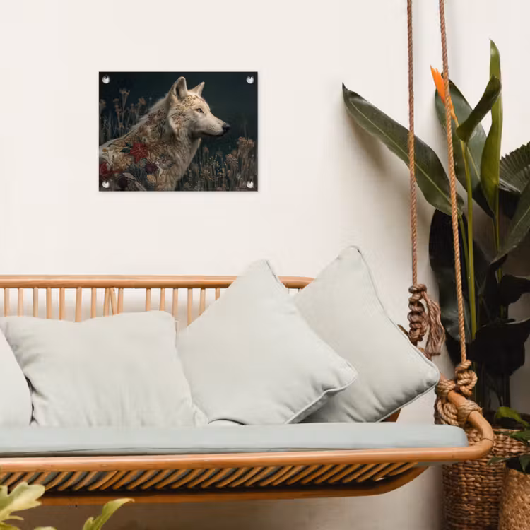 Tuinposter - Wolf - Bloemen - Natuur — 4