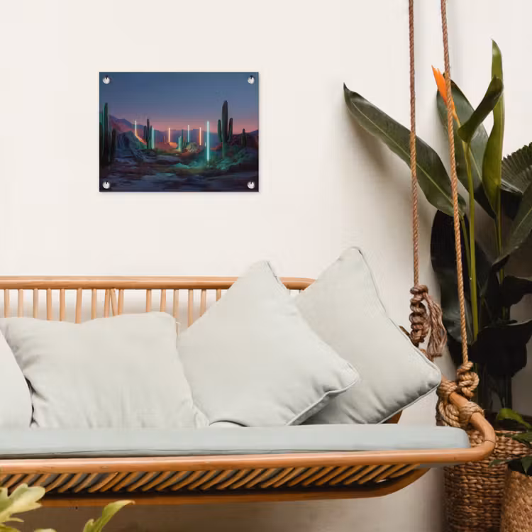Tuinposter - Cactus - Lichtzuilen - Zonsondergang — 4