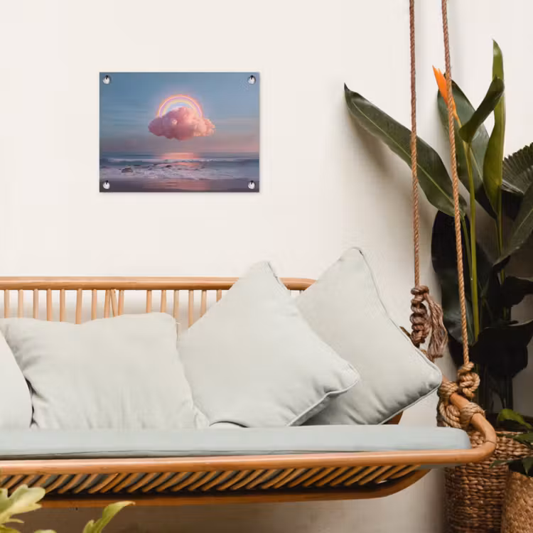 Tuinposter - Wolk - Regenboog - Zee — 4